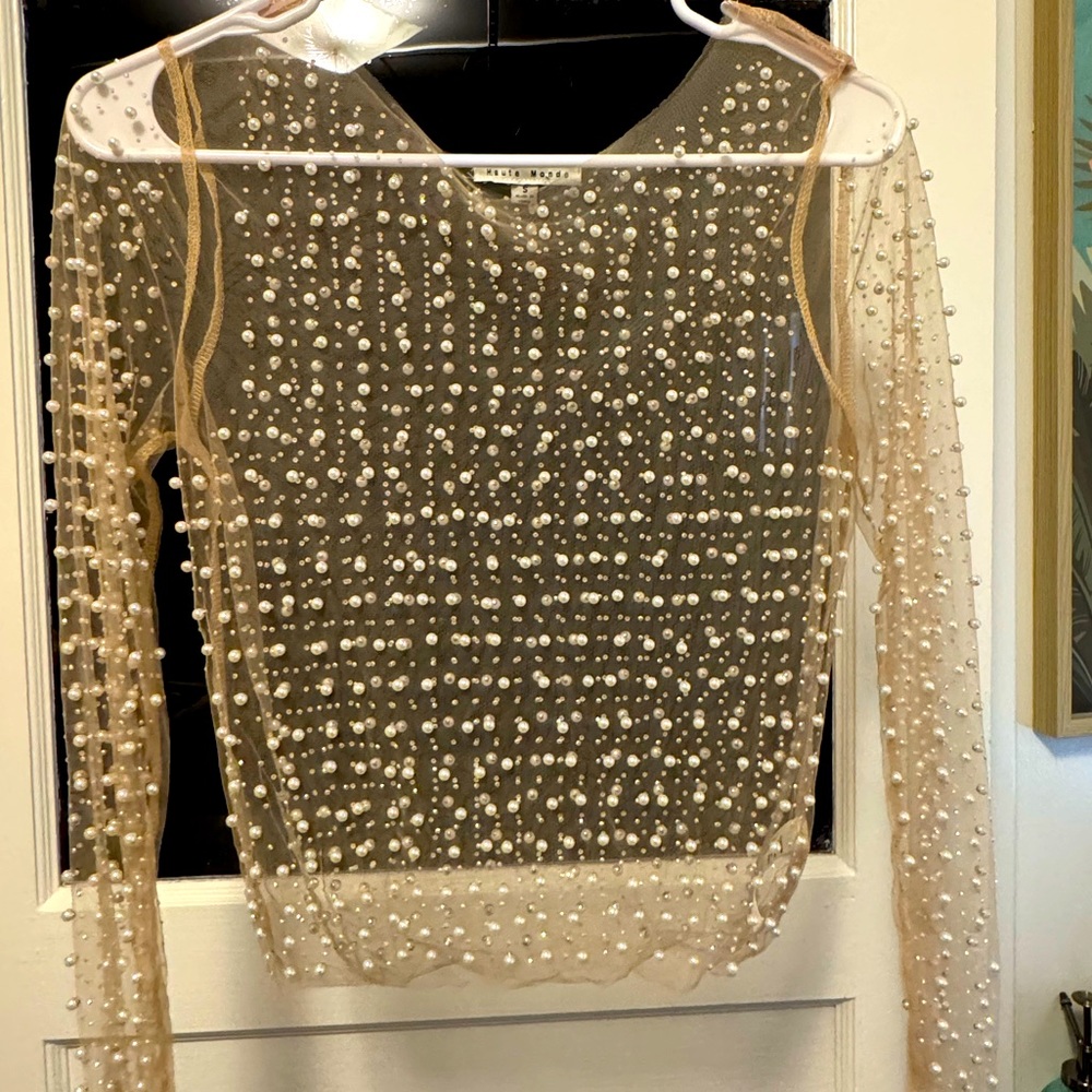 Sheer Pearl Embellished Top